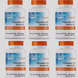 6 packs - Doctor's Best - Vitamin D3 50 mcg (2000 IU) 180 Softgels each Exp 2027